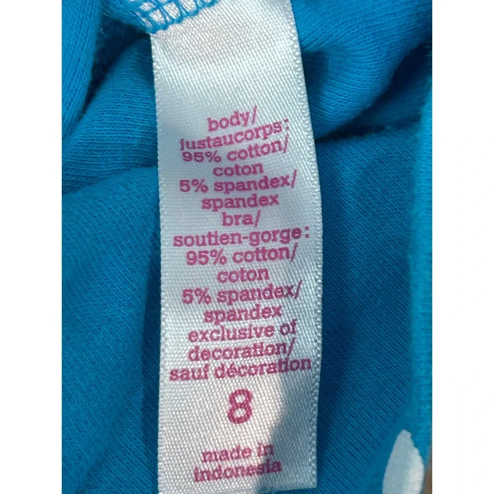 Justice Turquoise Blue Polka Dot Ruffle Camisole Tank Top Girls 8 Y2K Retro